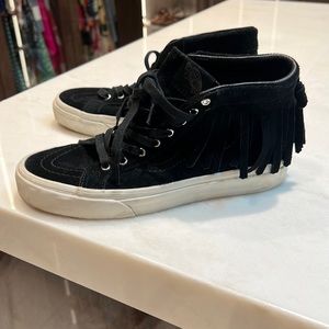 Size 37.5 suede van high tops with fringe.